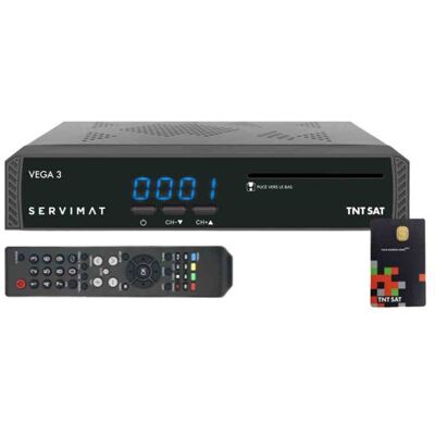 SERVIMAT VEGA 3 Récepteur TV satellite Full HD + Carte daccès TNTSAT V6 Astra 19.2E Noir - Publicité SERVIMAT VEGA 3 Récepteur TV satellite Full HD + Carte daccès TNTSAT V6 Astra 19.2E Noir - Publicité