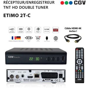 Récepteur Enregistreur Décodeur TNT HD Double Tuner CGV Etimo 2T-c + Câble HDMI 4K - Chaînes de la TNT Française & Allemande Noir - Publicité Récepteur Enregistreur Décodeur TNT HD Double Tuner CGV Etimo 2T-c + Câble HDMI 4K - Chaînes de la TNT Française & Allemande Noir - Publicité