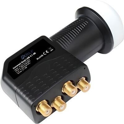LNB Quad Tête Universelle 01 dB Gain 65 dB Full HD 3D Ultra HD 4K Gold - Publicité LNB Quad Tête Universelle 01 dB Gain 65 dB Full HD 3D Ultra HD 4K Gold - Publicité