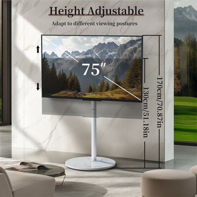 UNHO Support TV sur Pied à Roulettes Cachées pour LED LCD 40 à 75 Pouces Meuble TV Hauteur Réglable Charge 40kg VESA Max 600x400 Blanc - Publicité UNHO Support TV sur Pied à Roulettes Cachées pour LED LCD 40 à 75 Pouces Meuble TV Hauteur Réglable Charge 40kg VESA Max 600x400 Blanc - Publicité