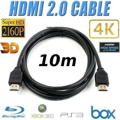 123 CABLE HDMI 2.0 10m 3D 4K UltraHD 2060p Noir TV DVD Haute Vitesse -Yuan Yuan - Noir - Publicité 123 CABLE HDMI 2.0 10m 3D 4K UltraHD 2060p Noir TV DVD Haute Vitesse -Yuan Yuan - Noir - Publicité
