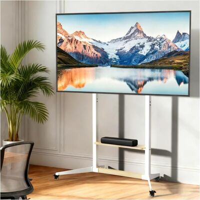 UNHO Support TV Roulettes Mobile pour 40 à 100 Pouces Téléviseurs Hauteur Réglable VESA Max 800x600mm Blanc - Publicité UNHO Support TV Roulettes Mobile pour 40 à 100 Pouces Téléviseurs Hauteur Réglable VESA Max 800x600mm Blanc - Publicité