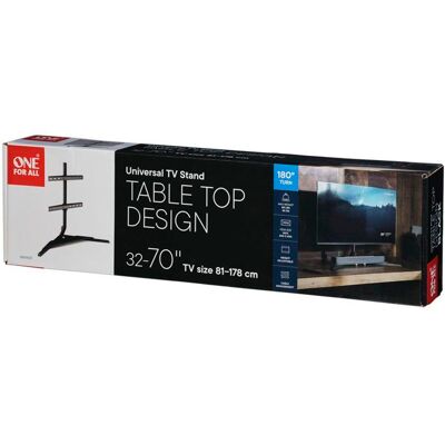 One For All Support TV sur pied pour meuble - Anthracite - Orientable 180° - 32-70 - VESA 400 max - Support barre de son Gris - Publicité One For All Support TV sur pied pour meuble - Anthracite - Orientable 180° - 32-70 - VESA 400 max - Support barre de son Gris - Publicité