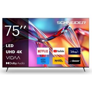 SCHNEIDER - GMS75A2 - TV LED 4K 75 (189cm) - 4K UHD 3840 x 2160 - Smart Vidaa - HDMIx3 - Netflix Noir - Publicité SCHNEIDER - GMS75A2 - TV LED 4K 75 (189cm) - 4K UHD 3840 x 2160 - Smart Vidaa - HDMIx3 - Netflix Noir - Publicité