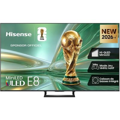 Hisense 50E8S - TV QLED MiniLED 50 (126 cm) - 4K UHD 3840x2160 - 144 Hz - Caisson basses intégré - Smart TV - 3xHDMI 2.1 - WiFi Noir - Publicité Hisense 50E8S - TV QLED MiniLED 50 (126 cm) - 4K UHD 3840x2160 - 144 Hz - Caisson basses intégré - Smart TV - 3xHDMI 2.1 - WiFi Noir - Publicité