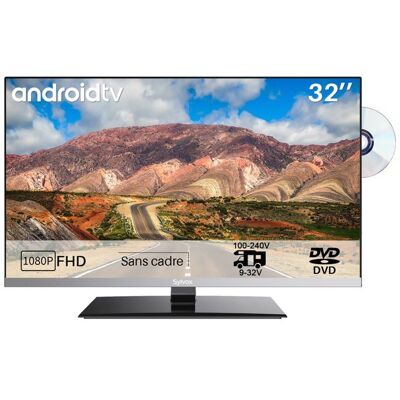 LCD TV - SYLVOX - 32 (81 cm) - Android 11 Smart TV (Google Play) - 1080p DVD intégré 12V (9–32V) - Publicité LCD TV - SYLVOX - 32 (81 cm) - Android 11 Smart TV (Google Play) - 1080p DVD intégré 12V (9–32V) - Publicité