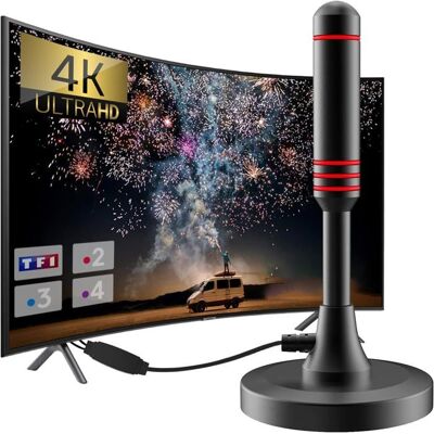 Antenne TV Intérieure - HOME FIT TRAINING - 2024 - 500KM Longue Portée - 360° - HD 4K Noir - Publicité Antenne TV Intérieure - HOME FIT TRAINING - 2024 - 500KM Longue Portée - 360° - HD 4K Noir - Publicité