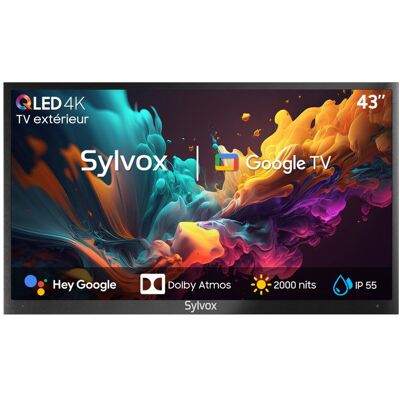 TV QLED Extérieur - SYLVOX-Poolpro2.0 - 43 4K QLED 2000 nits - IP55 étanche - Google TV & Dolby Atmos Noir - Publicité TV QLED Extérieur - SYLVOX-Poolpro2.0 - 43 4K QLED 2000 nits - IP55 étanche - Google TV & Dolby Atmos Noir - Publicité