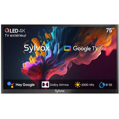 Télévision QLED - SYLVOX Poolpro 2.0 - 75 (190 cm) - 2000 nits 4K UHD - IP55 étanche Noir - Publicité Télévision QLED - SYLVOX Poolpro 2.0 - 75 (190 cm) - 2000 nits 4K UHD - IP55 étanche Noir - Publicité