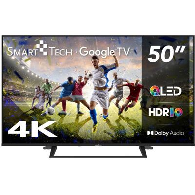 Smart Tech TV QLED 4K UHD 50 (126 cm) 50QG06K Google TV- 4xHDMI - 2xUSB - HDR 10 - MEMC Noir - Publicité Smart Tech TV QLED 4K UHD 50 (126 cm) 50QG06K Google TV- 4xHDMI - 2xUSB - HDR 10 - MEMC Noir - Publicité