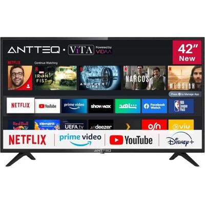 Téléviseur - ANTTEQ - AV42F3 - 42 pouces (106 cm) - 1080p - Smart TV (VIDAA) Noir - Publicité Téléviseur - ANTTEQ - AV42F3 - 42 pouces (106 cm) - 1080p - Smart TV (VIDAA) Noir - Publicité
