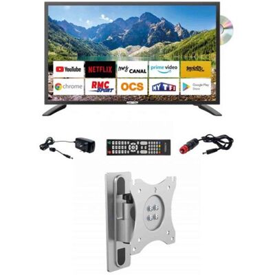 Pack ANTARION TV LED 21.5 54cm Smart Connect Lecteur DVD Intégré + Support TV Camping Car Noir - Publicité Pack ANTARION TV LED 21.5 54cm Smart Connect Lecteur DVD Intégré + Support TV Camping Car Noir - Publicité