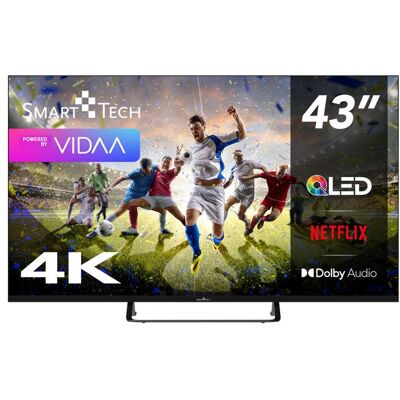 Smart Tech TV QLED 4K UHD 43 (109 cm) 43QV02V Vidaa TV - 3xHDMI - 2xUSB - Dolby Audio - HDR10 Noir - Publicité Smart Tech TV QLED 4K UHD 43 (109 cm) 43QV02V Vidaa TV - 3xHDMI - 2xUSB - Dolby Audio - HDR10 Noir - Publicité