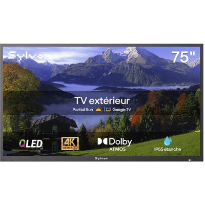 TV QLED extérieure - SYLVOX-Deckpro2.0 - 75 (190cm) - 4K UHD HDR10 - 1000 nits IP55 Noir - Publicité TV QLED extérieure - SYLVOX-Deckpro2.0 - 75 (190cm) - 4K UHD HDR10 - 1000 nits IP55 Noir - Publicité