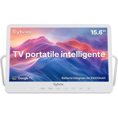 Téléviseur portable - SYLVOX 156 pouces - Smart Google TV - 1080P FHD - Étanche IP66 Blanc - Publicité Téléviseur portable - SYLVOX 156 pouces - Smart Google TV - 1080P FHD - Étanche IP66 Blanc - Publicité