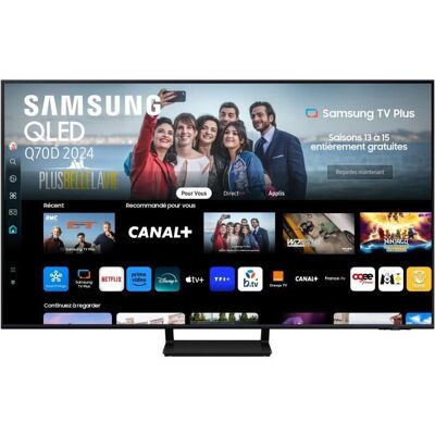 Samsung 55Q70D - TV QLED 55 (140 cm) - 4K UHD 3840x2160 - 120 Hz - HDR - Smart TV - Gaming HUB - 4xHDMI - WiFi Noir - Publicité Samsung 55Q70D - TV QLED 55 (140 cm) - 4K UHD 3840x2160 - 120 Hz - HDR - Smart TV - Gaming HUB - 4xHDMI - WiFi Noir - Publicité