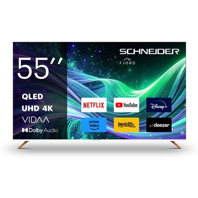 SCHNEIDER - GMS55F1 - TV QLED 4K UHD 55 (139cm) - Smart TV Vidaa - Netflix Prime Video Disney+ - 3x HDMI 2.0 - 2x USB - Fjord Noir - Publicité SCHNEIDER - GMS55F1 - TV QLED 4K UHD 55 (139cm) - Smart TV Vidaa - Netflix Prime Video Disney+ - 3x HDMI 2.0 - 2x USB - Fjord Noir - Publicité