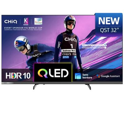 CHiQ L32QST Téléviseur Intelligent 32 Pouces QLED avec Google TVPleine HD HDR10Son Dolby Audio & DBX-TVChromecast Intégré Noir - Publicité CHiQ L32QST Téléviseur Intelligent 32 Pouces QLED avec Google TVPleine HD HDR10Son Dolby Audio & DBX-TVChromecast Intégré Noir - Publicité