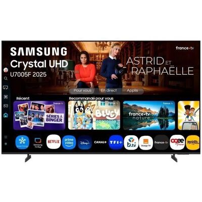 Samsung 43U7005F - TV LED 43 (109 cm) - 4K UHD 3840x2160 - HDR10+ - Smart TV - Gaming Hub - 3xHDMI - WiFi Noir - Publicité Samsung 43U7005F - TV LED 43 (109 cm) - 4K UHD 3840x2160 - HDR10+ - Smart TV - Gaming Hub - 3xHDMI - WiFi Noir - Publicité