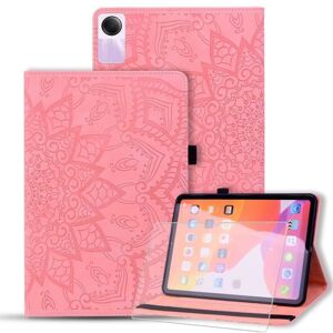 Coque + Verre trempé - Xiaomi - Redmi Pad SE - Cuir PU - Fleur de mandala - Rose Rose - Publicité Coque + Verre trempé - Xiaomi - Redmi Pad SE - Cuir PU - Fleur de mandala - Rose Rose - Publicité