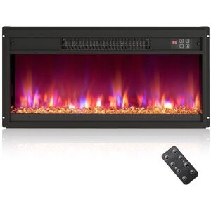 Cheminée Électrique Encastré 1500W 26 COSTWAY-Télécommande-Minuterie 9H-8 Couleur de Flamme6 Lit de Braises-Thermostat Réglable Noir - Publicité Cheminée Électrique Encastré 1500W 26 COSTWAY-Télécommande-Minuterie 9H-8 Couleur de Flamme6 Lit de Braises-Thermostat Réglable Noir - Publicité