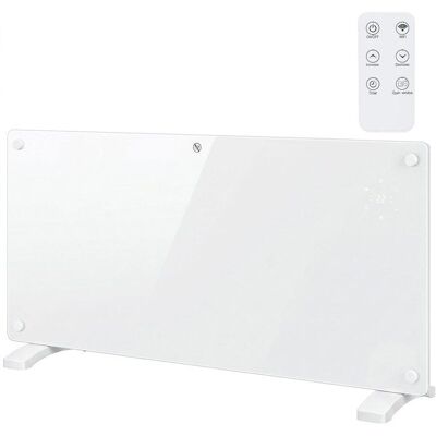 Radiateur électrique connecté WiFi - HOMCOM - 2000W - minuterie - télécommande - verre trempé et acier - 71x21 5x44 5cm - blanc Blanc - Publicité Radiateur électrique connecté WiFi - HOMCOM - 2000W - minuterie - télécommande - verre trempé et acier - 71x21 5x44 5cm - blanc Blanc - Publicité
