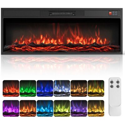 36 Cheminée Électrique Encastrable Murale 1500W COSTWAY-Télécommande-12 Couleurs de Flamme-3 Luminosité-Minuterie 8H-Mode Auto - Publicité 36 Cheminée Électrique Encastrable Murale 1500W COSTWAY-Télécommande-12 Couleurs de Flamme-3 Luminosité-Minuterie 8H-Mode Auto - Publicité