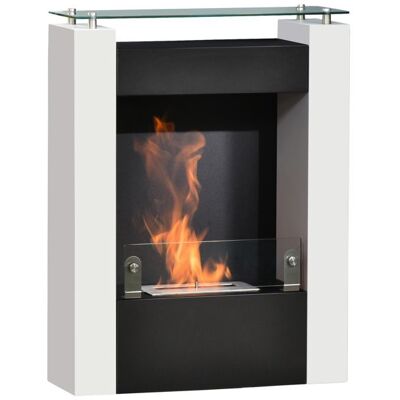 Cheminée bioéthanol - HOMCOM - brûleur 09 L - plateau de rangement en verre trempé - 60 x 20 x 79 cm - Acier - Noir et Blanc Blanc - Publicité Cheminée bioéthanol - HOMCOM - brûleur 09 L - plateau de rangement en verre trempé - 60 x 20 x 79 cm - Acier - Noir et Blanc Blanc - Publicité