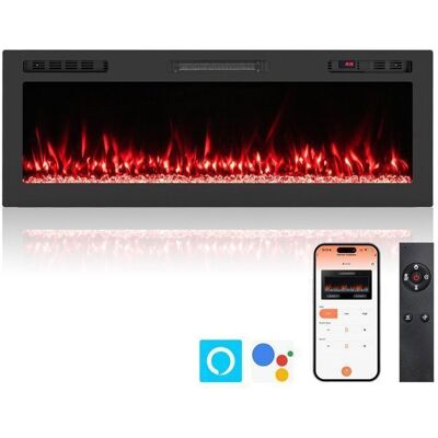 Cheminée Électrique 50 750W/1500W COSTWAY-Mural/Encastré Contrôle Vocal/APP/Télécommande-12 Couleurs de Flammes-Minuterie 12H Noir - Publicité Cheminée Électrique 50 750W/1500W COSTWAY-Mural/Encastré Contrôle Vocal/APP/Télécommande-12 Couleurs de Flammes-Minuterie 12H Noir - Publicité