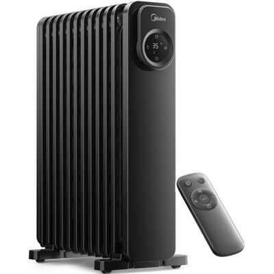 Midea Radiateur bain dhuile électrique - 2300 Watts - 3 puissances - 11 éléments - Télécommande - Tactile LED - Minuterie 24h - Noir Noir - Publicité Midea Radiateur bain dhuile électrique - 2300 Watts - 3 puissances - 11 éléments - Télécommande - Tactile LED - Minuterie 24h - Noir Noir - Publicité
