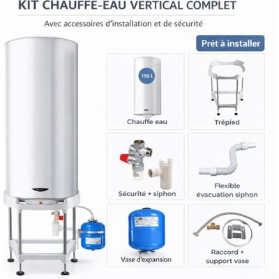 Pack tout compris chauffe eau électrique 150 L Initio à résistance blindée ARISTON - Publicité Pack tout compris chauffe eau électrique 150 L Initio à résistance blindée ARISTON - Publicité