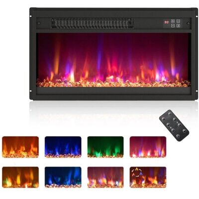 Cheminée Électrique Encastré 1500W 23 COSTWAY-Télécommande-Minuterie 9H-8 Couleur de Flamme6 Lit de Braises-Thermostat Réglable Noir - Publicité Cheminée Électrique Encastré 1500W 23 COSTWAY-Télécommande-Minuterie 9H-8 Couleur de Flamme6 Lit de Braises-Thermostat Réglable Noir - Publicité