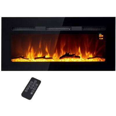 Cheminée électrique - HOMCOM - 1800 W - avec effet flamme en LED - 3 couleurs et 5 luminosités - 914 cm - montage mural/encastrable Noir - Publicité Cheminée électrique - HOMCOM - 1800 W - avec effet flamme en LED - 3 couleurs et 5 luminosités - 914 cm - montage mural/encastrable Noir - Publicité