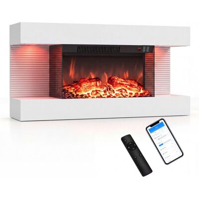 32 Cheminée Électrique Murale 3 Côtés 750/1500W COSTWAY-APP Télécommande-Effet Flamme Bandeau LED Crépitement-Meuble Inclus-Blanc - Publicité 32 Cheminée Électrique Murale 3 Côtés 750/1500W COSTWAY-APP Télécommande-Effet Flamme Bandeau LED Crépitement-Meuble Inclus-Blanc - Publicité