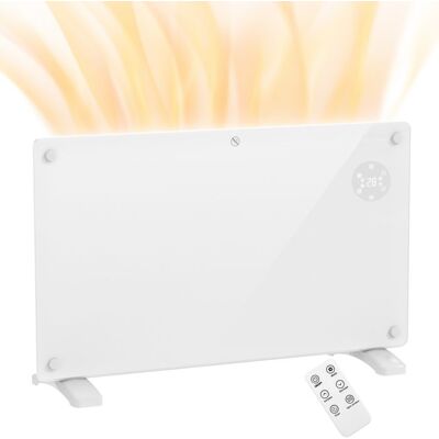 Radiateur électrique HOMCOM au sol ou mural 1500W affichage LED minuterie 24 heures ou hebdomadaire thermostat télécommande Blanc - Publicité Radiateur électrique HOMCOM au sol ou mural 1500W affichage LED minuterie 24 heures ou hebdomadaire thermostat télécommande Blanc - Publicité