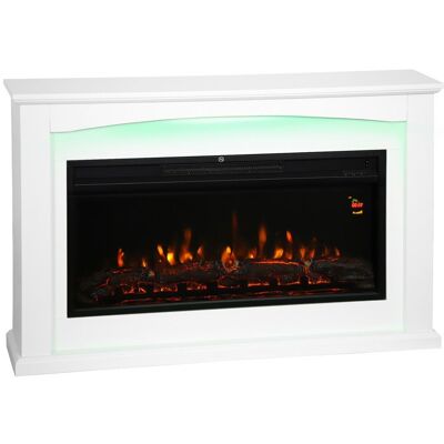 Cheminée électrique - HOMCOM - 1000W/2000W - effet flamme à 5 luminosités réglables - MDF et acier - 121x25x77cm - blanc Blanc - Publicité Cheminée électrique - HOMCOM - 1000W/2000W - effet flamme à 5 luminosités réglables - MDF et acier - 121x25x77cm - blanc Blanc - Publicité