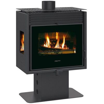Poele a bois PRITY PM3L E 11 kW panoramique acier - rendement 80 4 % classe A+ - buches 55 cm Noir - Publicité Poele a bois PRITY PM3L E 11 kW panoramique acier - rendement 80 4 % classe A+ - buches 55 cm Noir - Publicité