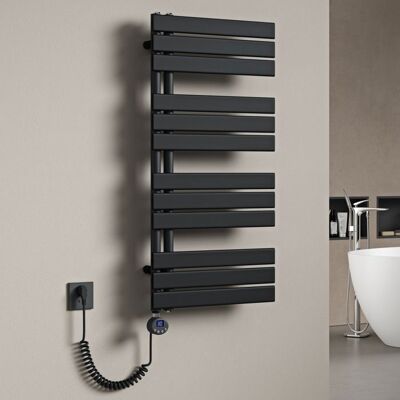 Mai & Mai Radiateur Central Sèche-Serviette 104x50 Gris Noir en Acier Inoxydable FN avec Résistance Chauffante 800W Noir - Publicité Mai & Mai Radiateur Central Sèche-Serviette 104x50 Gris Noir en Acier Inoxydable FN avec Résistance Chauffante 800W Noir - Publicité