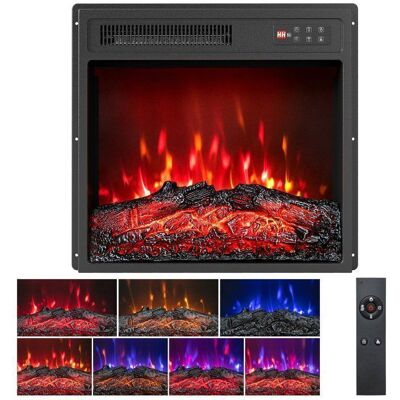Cheminée Électrique 750/1500W 18’’ COSTWAY-Télécommande-7 Couleurs de Flammes-5 Luminosités-Minuterie 8H-37 m²-Verrouillage Enfant Noir - Publicité Cheminée Électrique 750/1500W 18’’ COSTWAY-Télécommande-7 Couleurs de Flammes-5 Luminosités-Minuterie 8H-37 m²-Verrouillage Enfant Noir - Publicité
