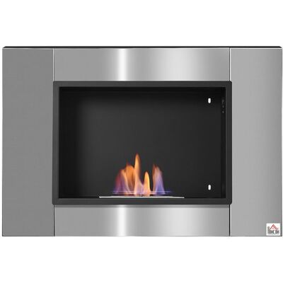 HOMCOM - cheminée bioéthanol - Métal - 80x14x54cm - Gris Gris - Publicité HOMCOM - cheminée bioéthanol - Métal - 80x14x54cm - Gris Gris - Publicité