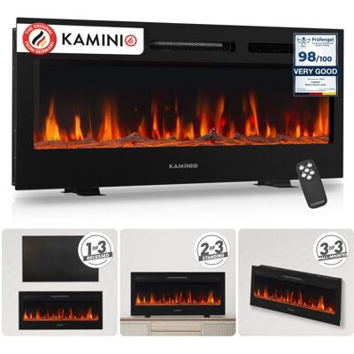 Cheminée électrique Kaminio Marlon - 3 en 1 avec chauffage, effet de flamme 3D, 12 couleurs - 42" - Publicité Cheminée électrique Kaminio Marlon - 3 en 1 avec chauffage, effet de flamme 3D, 12 couleurs - 42" - Publicité