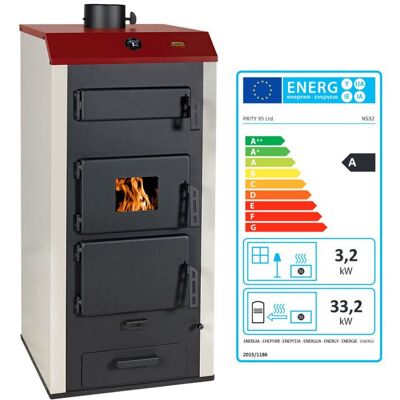 Poêle à Bois avec Chaudière PRITY NS32 – 36 4 kW – Classe Énergétique A – Réservoir de 72 L – Chauffage Central Puissant Noir - Publicité Poêle à Bois avec Chaudière PRITY NS32 – 36 4 kW – Classe Énergétique A – Réservoir de 72 L – Chauffage Central Puissant Noir - Publicité