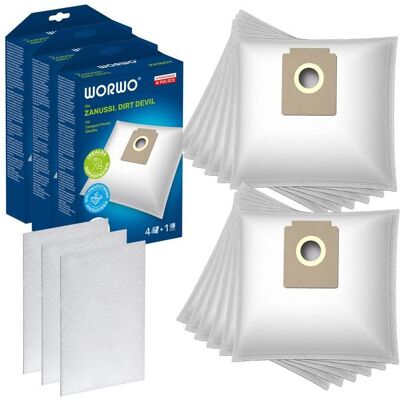 WORWO Sacs synthétiques pour aspirateur Zanussi ZAN3020 - Lot de 12 - 4 couches de filtration - Haute résistance Blanc - Publicité WORWO Sacs synthétiques pour aspirateur Zanussi ZAN3020 - Lot de 12 - 4 couches de filtration - Haute résistance Blanc - Publicité