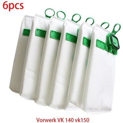 Sacs aspirateur - Vorwerk - VK 140 et VK 150 - 6 pièces - Non tissé - Vert et blanc Vert - Publicité Sacs aspirateur - Vorwerk - VK 140 et VK 150 - 6 pièces - Non tissé - Vert et blanc Vert - Publicité