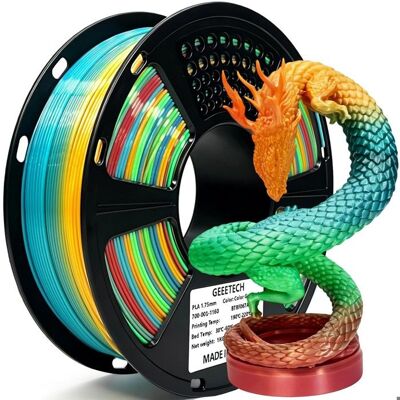 Filament imprimante 3D - GEEETECH - PLA 1 75 mm 1 kg - Dégradé multicolore - ±0 03 mm - 185–215°C - Publicité Filament imprimante 3D - GEEETECH - PLA 1 75 mm 1 kg - Dégradé multicolore - ±0 03 mm - 185–215°C - Publicité