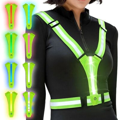 JTY Gilet Réfléchissant Unisexe avec LED Rechargeable USB-C – Harnais Ajustable pour Running Vélo Jogging Randonnée vert GILET Vert - Publicité JTY Gilet Réfléchissant Unisexe avec LED Rechargeable USB-C – Harnais Ajustable pour Running Vélo Jogging Randonnée vert GILET Vert - Publicité