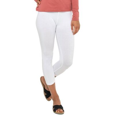 Leggings Capri 3/4 pour femme - Celodoro - Jersey stretch en coton - Blanc Blanc - Publicité Leggings Capri 3/4 pour femme - Celodoro - Jersey stretch en coton - Blanc Blanc - Publicité
