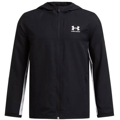 Veste de survêtement à capuche - UNDER ARMOUR - Rival Woven - Noir - 90% polyester recyclé - UA Storm déperlant Noir - Publicité Veste de survêtement à capuche - UNDER ARMOUR - Rival Woven - Noir - 90% polyester recyclé - UA Storm déperlant Noir - Publicité