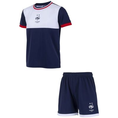 Ensemble Maillot Short FFF - FFF - Bleu - Manches Courtes - Garçon - Officiel Bleu - Publicité Ensemble Maillot Short FFF - FFF - Bleu - Manches Courtes - Garçon - Officiel Bleu - Publicité