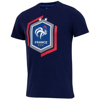 T-shirt - FFF - Collection officielle - Coton - Taille adulte - Manches courtes Bleu - Publicité T-shirt - FFF - Collection officielle - Coton - Taille adulte - Manches courtes Bleu - Publicité